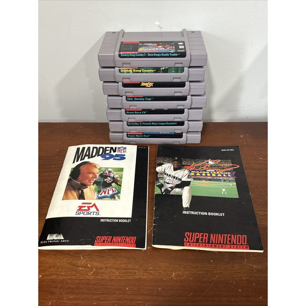SNES Video Game Lot Bundle Super Mario Kart Donkey Kong Star Fox Super Nintendo - Picture 11 of 12